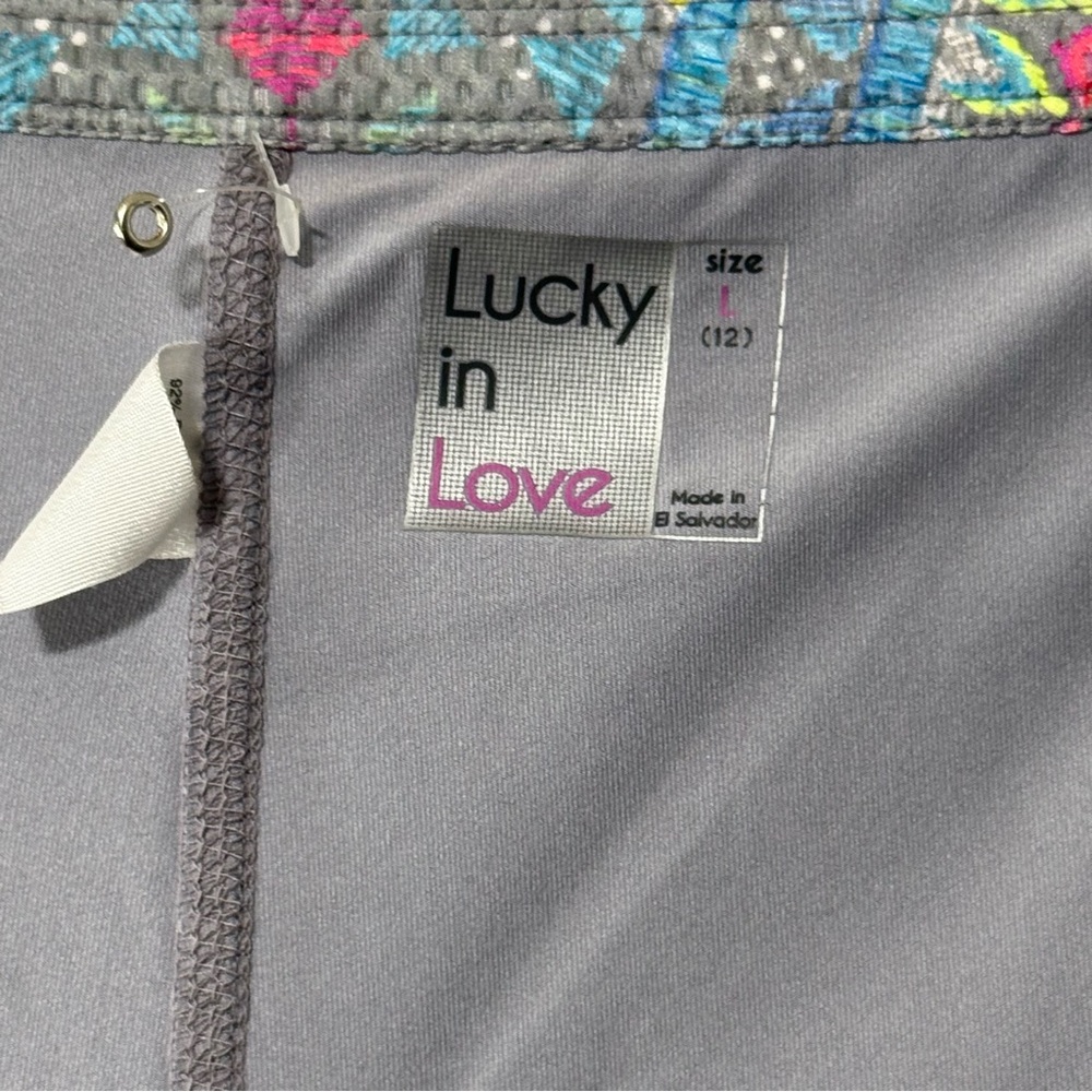 Lucky in Love Gray Neon Pattern Skirt Skort with Vibrant Patterns - Picture 8 of 10